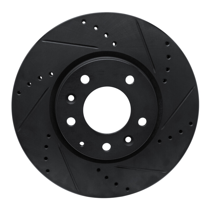 Mazda CX-7 Brake Rotor (1) - Front Right - R1 Concepts - Drilled & Slotted - Black - `07-`12